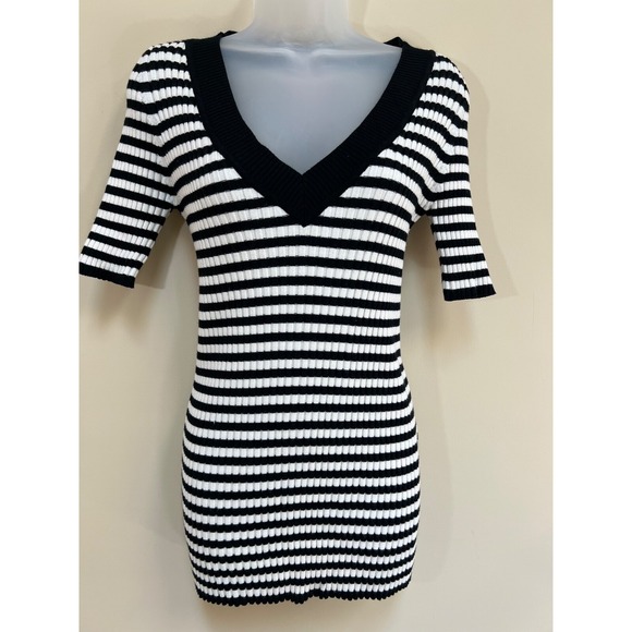Vintage Heart & Crush Womens Fitted V Neck Striped Top Size Large  Bratcore Y2K - Picture 1 of 8